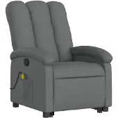 vidaXL Fauteuil de massage avec releveur Tissu gris foncé