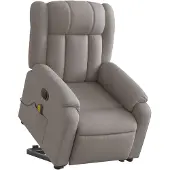 vidaXL Fauteuil de massage électrique avec releveur Taupe Tissu