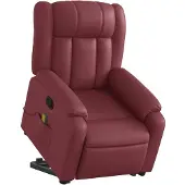 vidaXL Fauteuil de massage avec releveur vin rouge similicuir