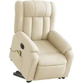 vidaXL Fauteuil inclinable de massage électrique Crème Tissu