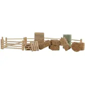 Kids Globe Farming Zubehör Set 19tlg. für Bauernhof mit Zäunen Heuballen 1:32