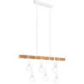 Eglo Lampe suspendue Townshend 6 lampes Bois Blanc et beige