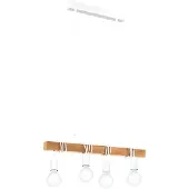 Eglo Lampe suspendue Townshend 4 lampes Bois Blanc et beige