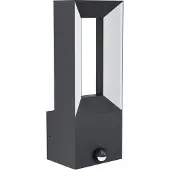 Eglo 98726 RIFORANO LED Applique murale/plafonnier d'extérieur 2x5W Détecteur Noir Blanc Blanc Chaud IP44