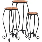 vidaXL Tables en mosaïque 3 pcs. Céramique Terracotta