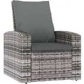 vidaXL Fauteuil de jardin Réglable avec coussin Gris Poly Rattan