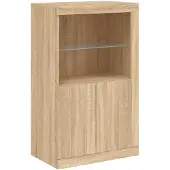 vidaXL Armoire d'appoint avec lampes LED Chêne Sonoma Matériau dérivé du bois