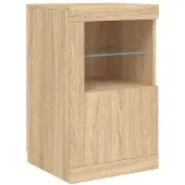 vidaXL Armoire d'appoint avec lampes LED Chêne Sonoma Matériau dérivé du bois