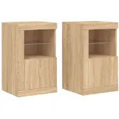 vidaXL Armoires d'appoint avec lampes LED 2 pcs. chêne Sonoma
