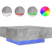 vidaXL Table basse avec lampes LED gris béton 80x80x31 cm