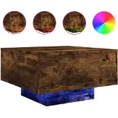 vidaXL Table basse avec lampes LED chêne fumé 55x55x31 cm