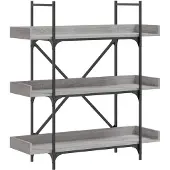 vidaXL Bibliothèque à 3 niveaux sonoma gris 100x33x108,5 cm