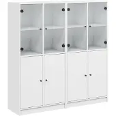 vidaXL Bibliothèque avec portes blanc 136x37x142 cm Bois composite