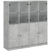 vidaXL Bibliothèque avec portes gris béton 136x37x142 cm Bois composite