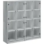 vidaXL Bibliothèque avec portes Gris Sonoma 136x37x142 cm Bois composite