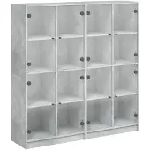 vidaXL Bibliothèque avec portes gris béton 136x37x142 cm Bois composite