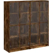vidaXL Bibliothèque avec portes chêne fumé 136x37x142cm bois composite