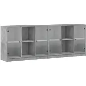 vidaXL Bibliothèque avec portes gris béton 204x37x75 cm Bois composite