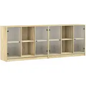 vidaXL Bibliothèque avec portes Chêne Sonoma 204x37x75 cm Bois composite