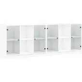 DKD Home Decor Bibliothèque avec portes blanc 204x37x75 cm bois composite