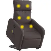 vidaXL Fauteuil de massage avec releveur Tissu marron foncé