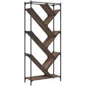 vidaXL Bibliothèque chêne marron 79x30x180 cm bois ingénierie et métal