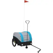 vidaXL Remorque vélo noir et bleu 30 kg de fer
