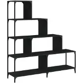 vidaXL Bibliothèque à 4 niveaux noir 139x33,5x149 cm bois d'ingénierie