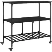 vidaXL Chariot de cuisine Noir 100x50x95 cm Bois composite