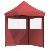 vidaXL Tente de réception pliable Pop-Up avec 2 parties latérales rouge bourgogne