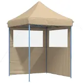 vidaXL Tente de réception pliable Pop-Up avec 2 parties latérales Beige