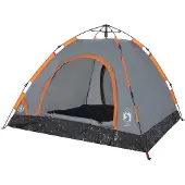 vidaXL Tente de camping 3 personnes Gris et orange Quick Release