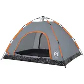 vidaXL Tente de camping 4 personnes Gris et orange Quick Release