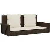vidaXL Banc suspendu avec coussin Marron 119x56x48 cm Poly rotin