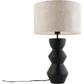 QAZQA Lampe de table design abat-jour en tissu noir gris clair 35 cm - Alisia