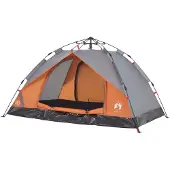 vidaXL Tente de camping dôme 2 personnes Gris et orange Quick Release