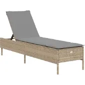 vidaXL Chaise longue avec support Beige Poly Rattan