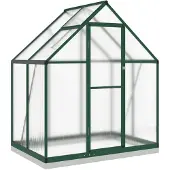 vidaXL Serre avec cadre de fondation vert 169x114x202 cm Aluminimum