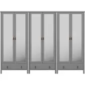 Ebuy24 Tromsø armoire de rangement 6 portes miroir 1 tiroir gris.