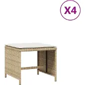 vidaXL Tabourets de jardin avec coussins lot de 4 beige résine tressée