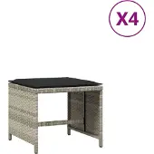 vidaXL Tabourets de jardin coussins lot de 4 gris clair résine tressée