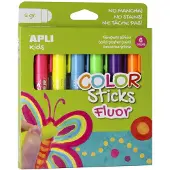 APLI colour sticks solid fluorescent tempera - pack 6 units de 6g - satin finish sin no need de varnish - fast drying in less than 3 minutes - wax or tempera effect depending on the pressure.