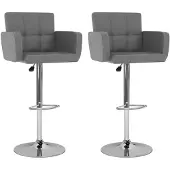 vidaXL Tabouret de bar 2 pcs. Simili cuir gris