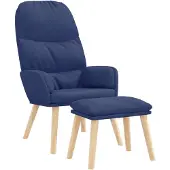 vidaXL Fauteuil relax avec pouf Bleu Tissu