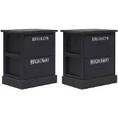 vidaXL 2 pcs Tables de chevet Noir 38x28x45 cm Bois de Paulownia