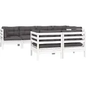 vidaXL Ensemble salon de jardin 7 pièces avec coussins blanc pin massif