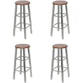 vidaXL Tabouret de bar 4 pcs Argenté et brun MDF