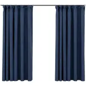 vidaXL Rideaux occultants aspect lin avec crochets 2pcs Bleu 140x175cm