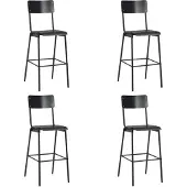 vidaXL Tabouret de bar 4 pcs noir contreplaqué massif acier