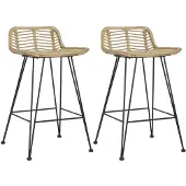 vidaXL Tabouret de bar 2 pcs. en rotin naturel